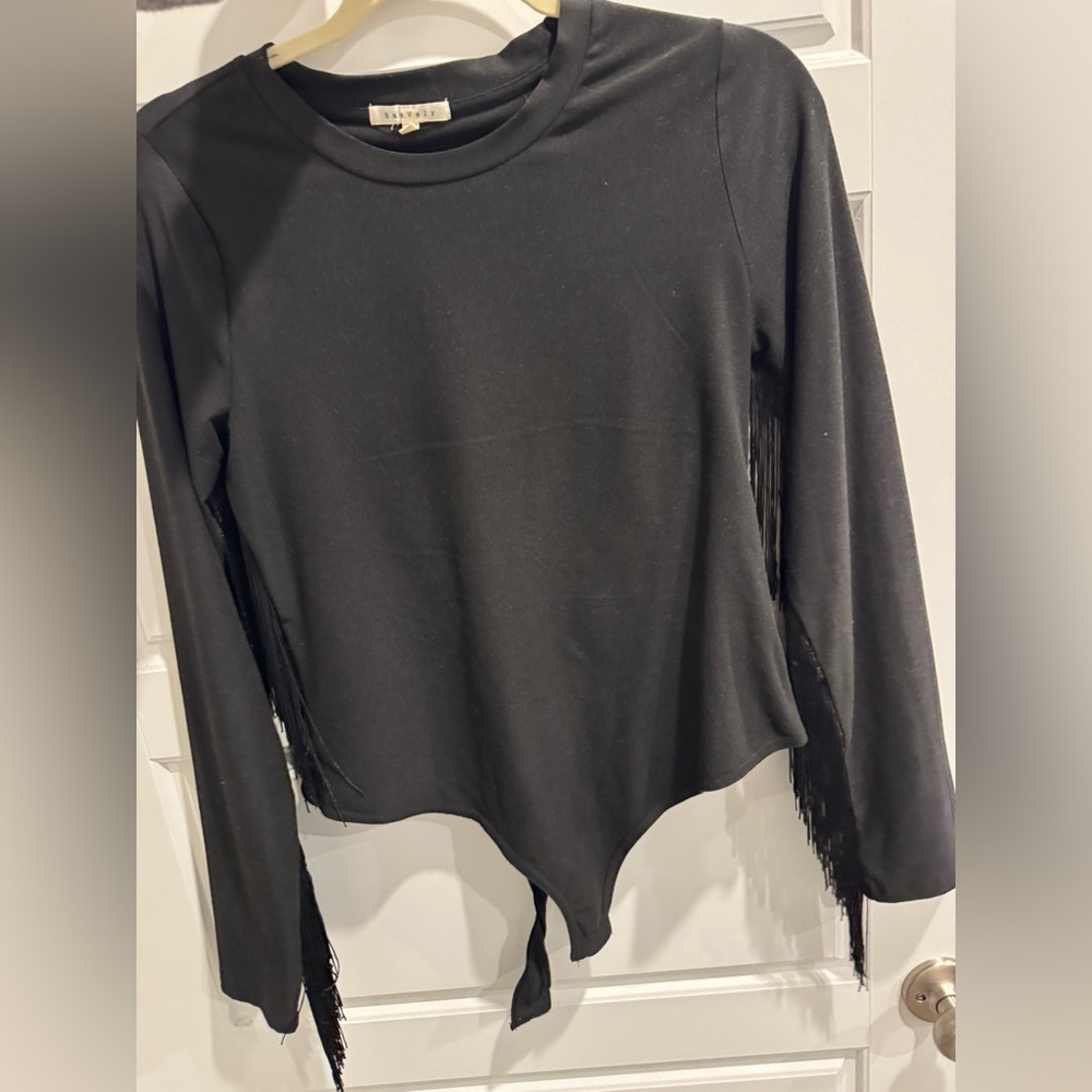 Elegant Black Fringe Women's Body Suit worn once